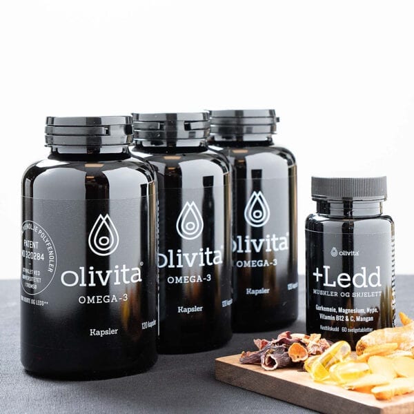 Olivita omega-3 kapsler og +Ledd, muskler og skjelett